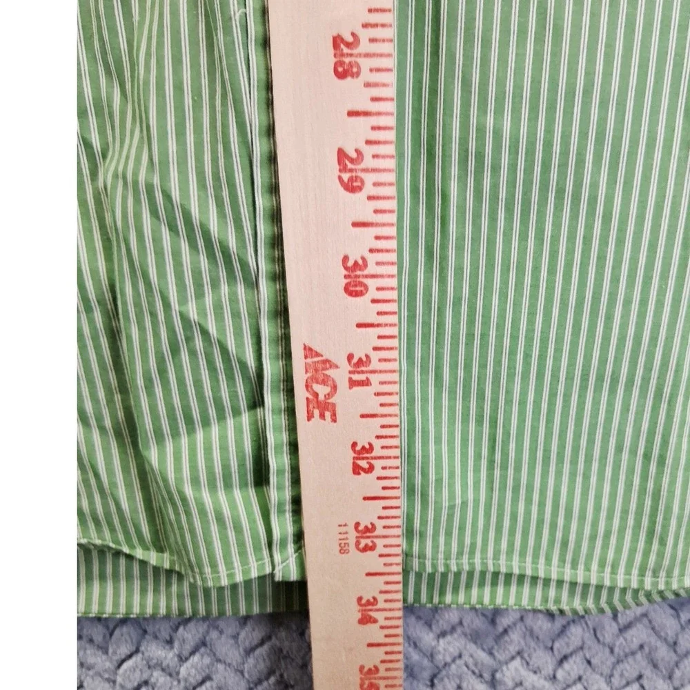 Ralph Lauren Yarmouth Mens 17.5 Green Striped 36/37 Button Down Shirt Preppy